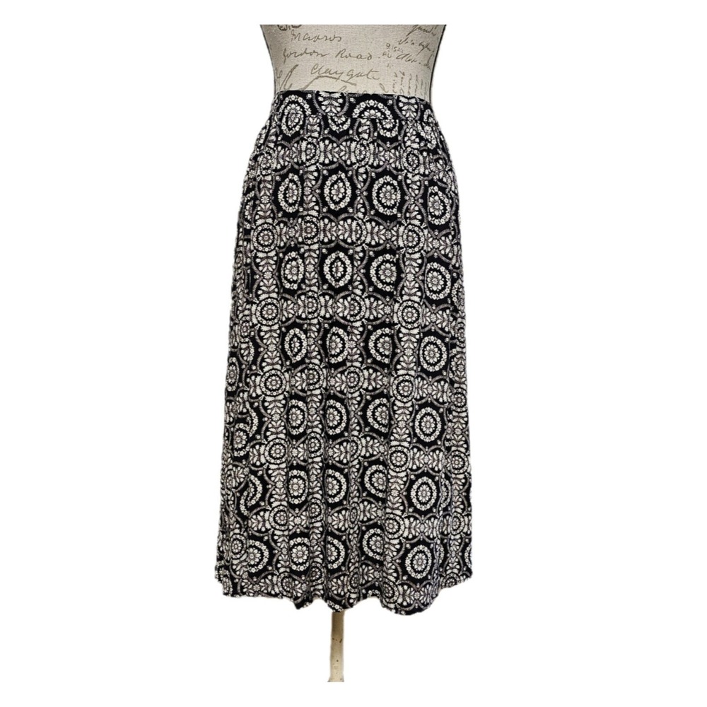 Abercrombie & Fitch Black & White Floral Flowy Midi Skirt Size M Goth Grunge